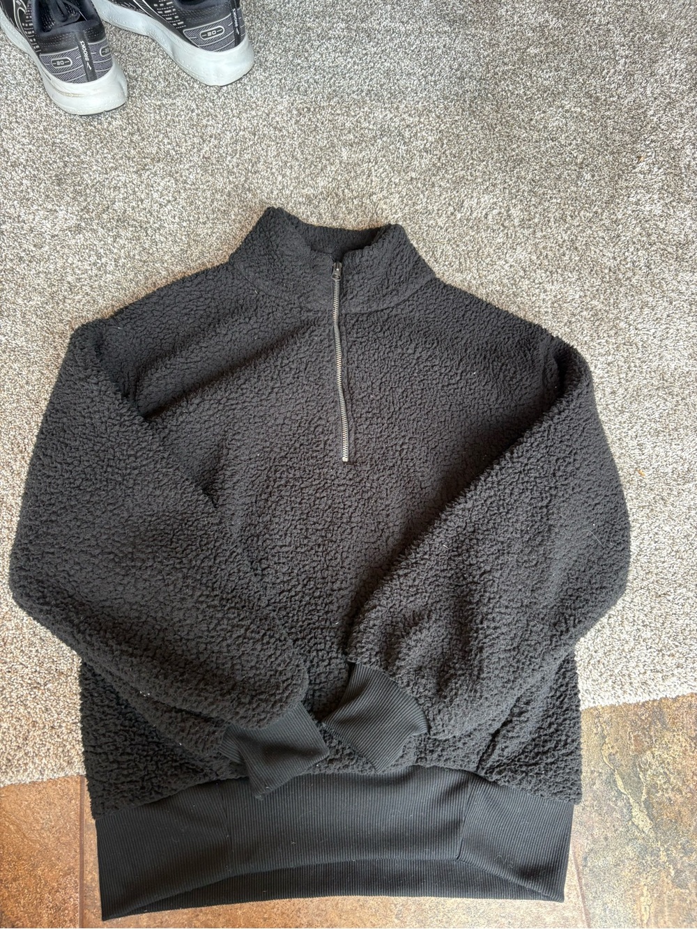 American Eagle Black Sherpa Pullover Jacket